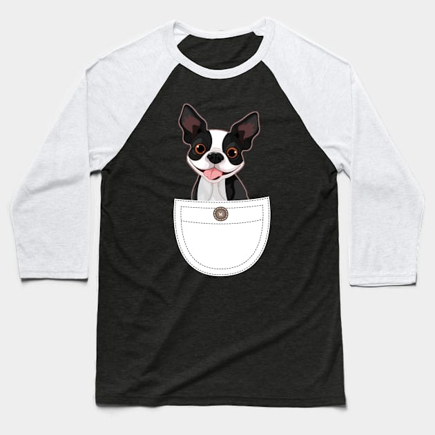 Cute Boston Terriers in Pocket Tee Boston Terriers Dog Lover Baseball T-Shirt by nevilleanthonysse